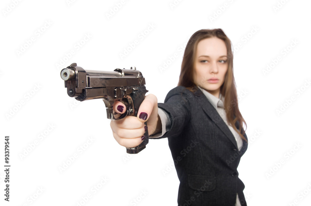 Woman in business concept isolated on white Woman in business concept isolated on white