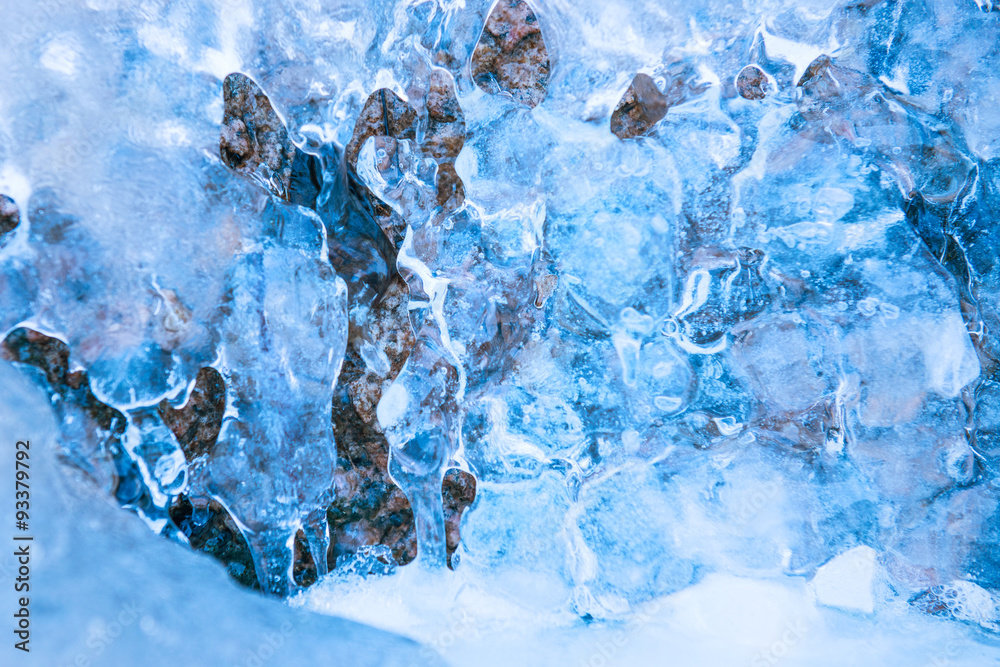 Obraz premium Frozen waterfall in blue ice