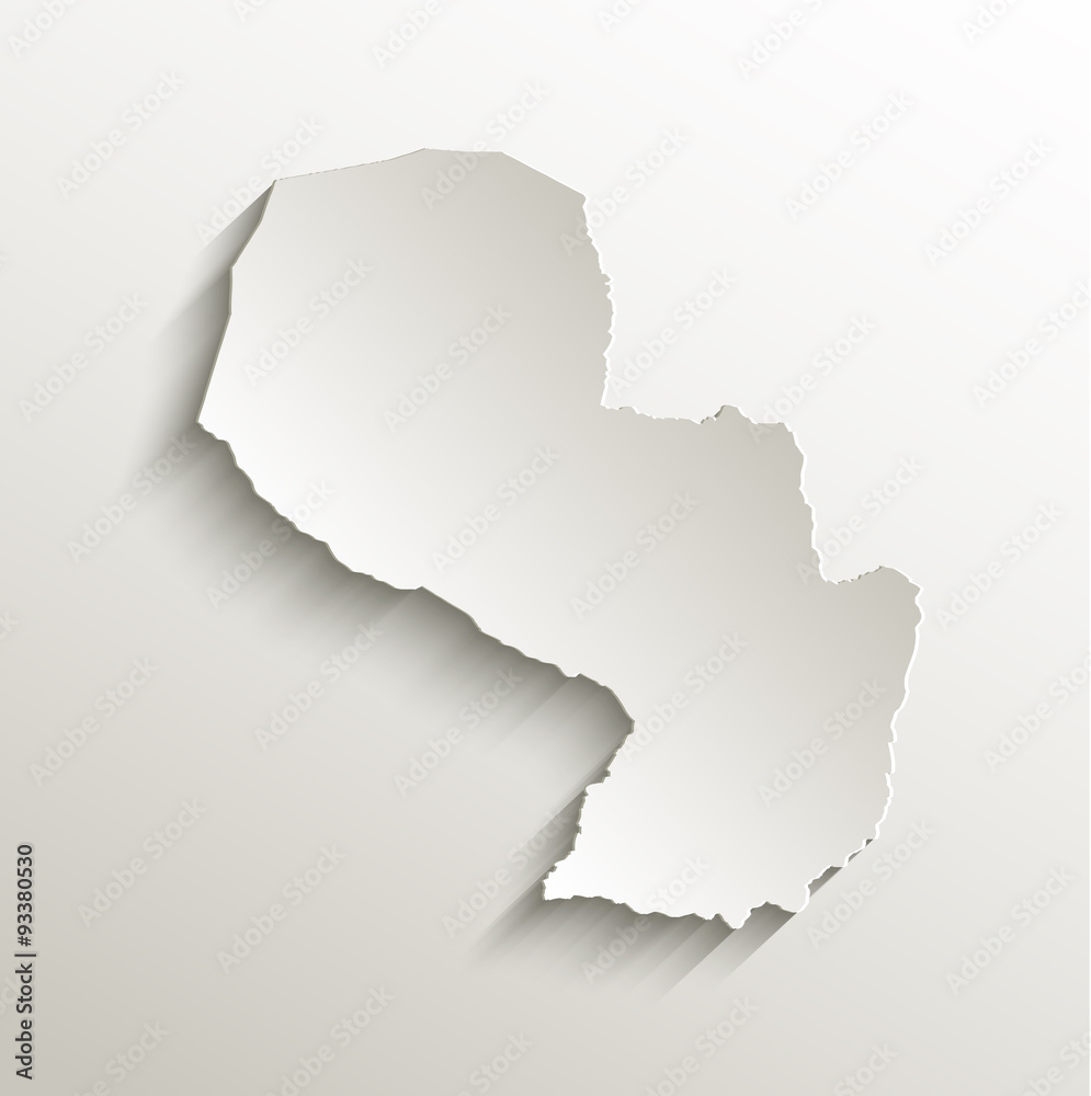 Paraguay map card paper 3D natural vector