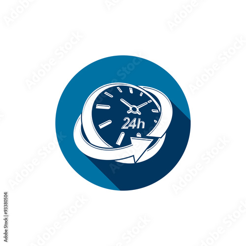 Graphic web vector 24 hours timer, around-the-clock pictogram.