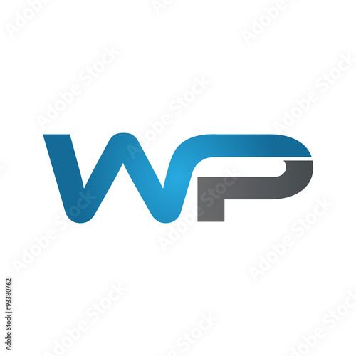 WP company linked letter logo blue
