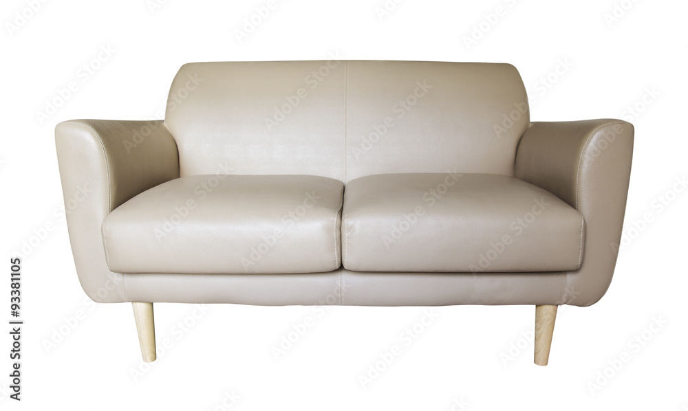 Fototapeta premium Brown sofa on white background with clipping path