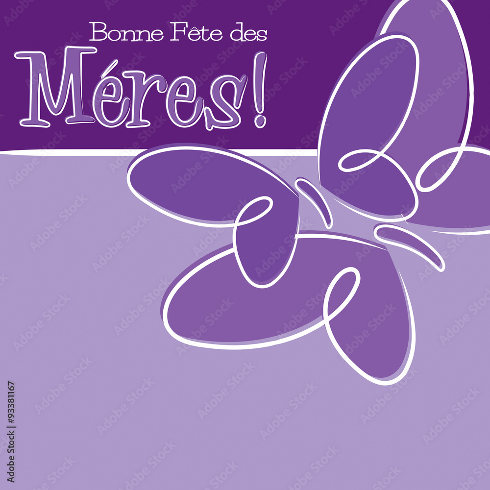 Hand Drawn French Happy Mother's Day card in vector format.