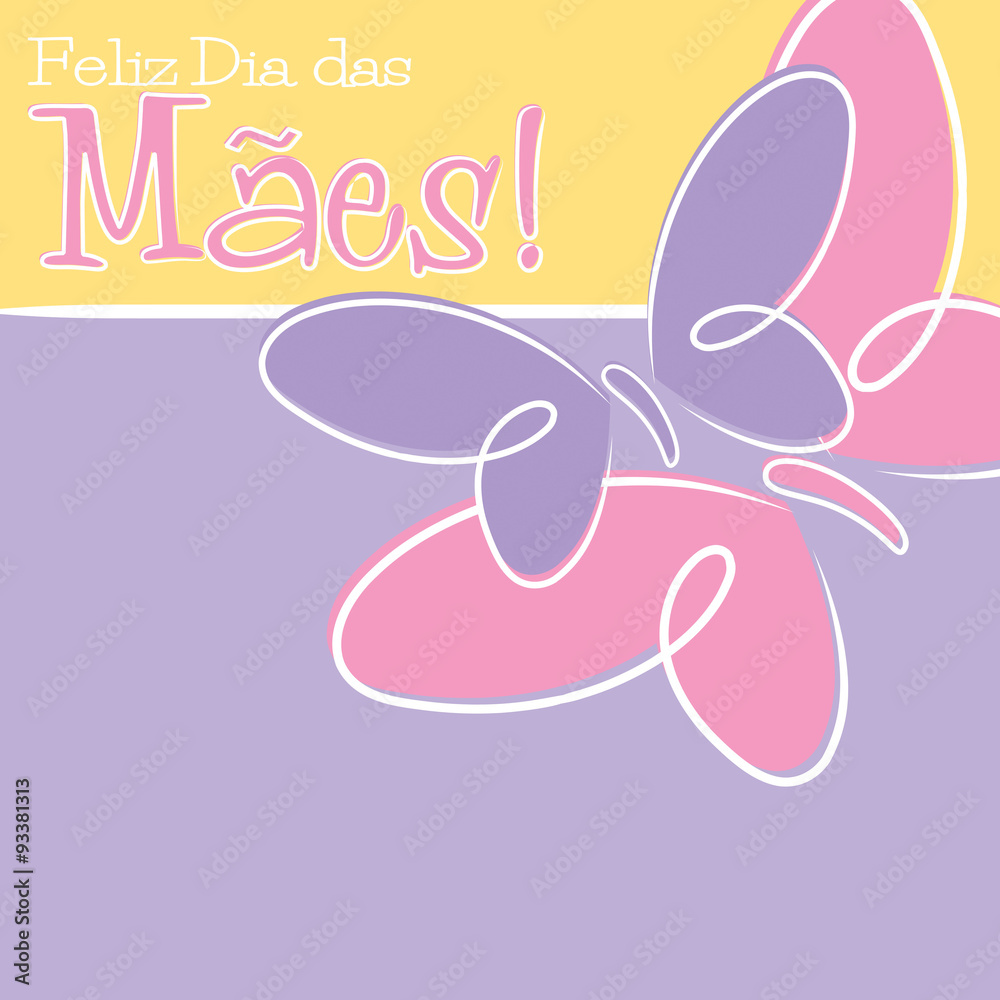 Hand Drawn Portuguese Happy Mother's Day card in vector format.