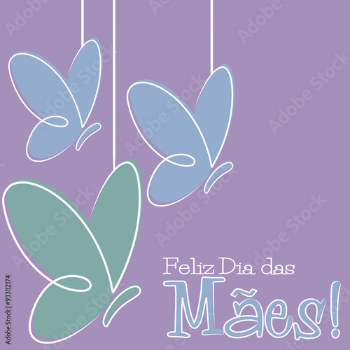 Hand Drawn Portuguese Happy Mother's Day card in vector format.