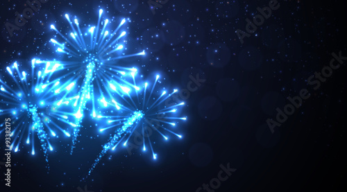 Festive blue firework background.