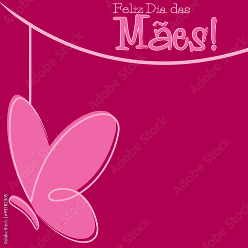Hand Drawn Portuguese Happy Mother's Day card in vector format.