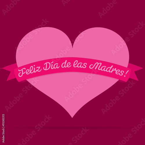 Spanish Mother's Day heart with ribbon card in vector format.