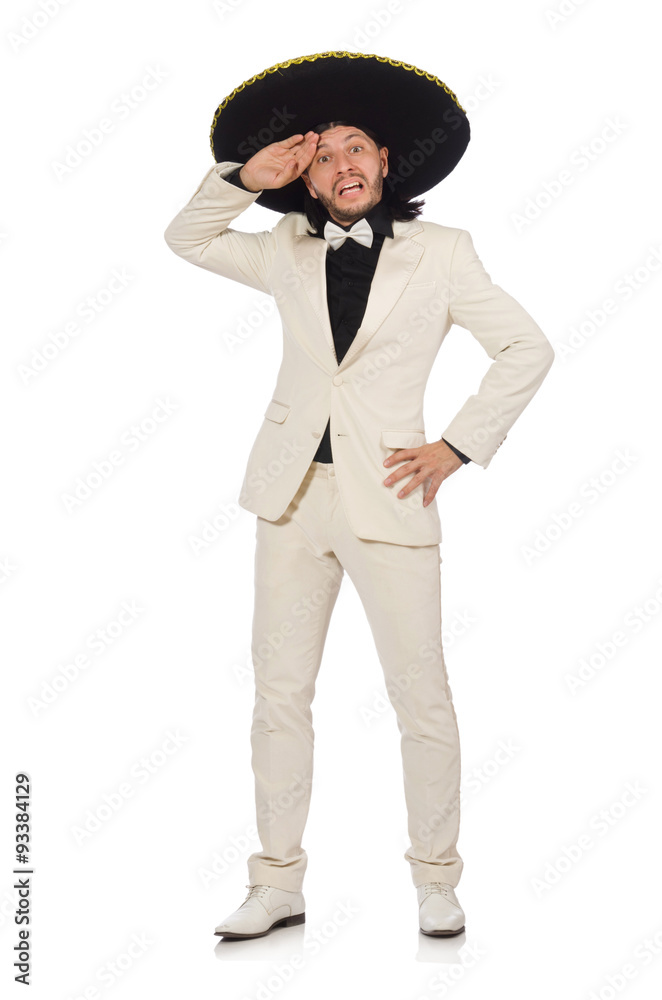Funny mexican in suit and sombrero isolated on white Funny mexican in suit and sombrero isolated on white