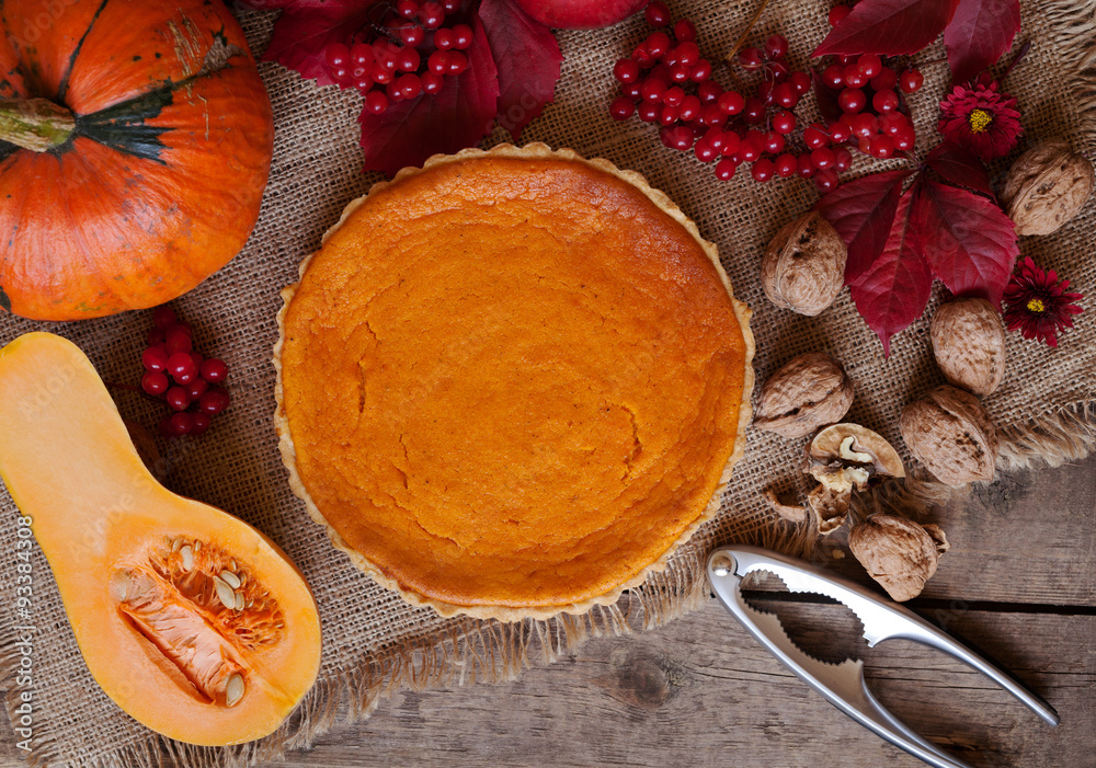 Tasty traditional homemade pumpkin tart halloween celebration