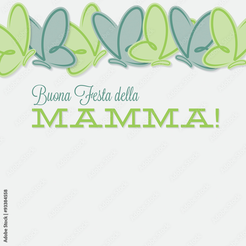 Obraz premium Italian line of butterflies Mother's Day card in vector format.