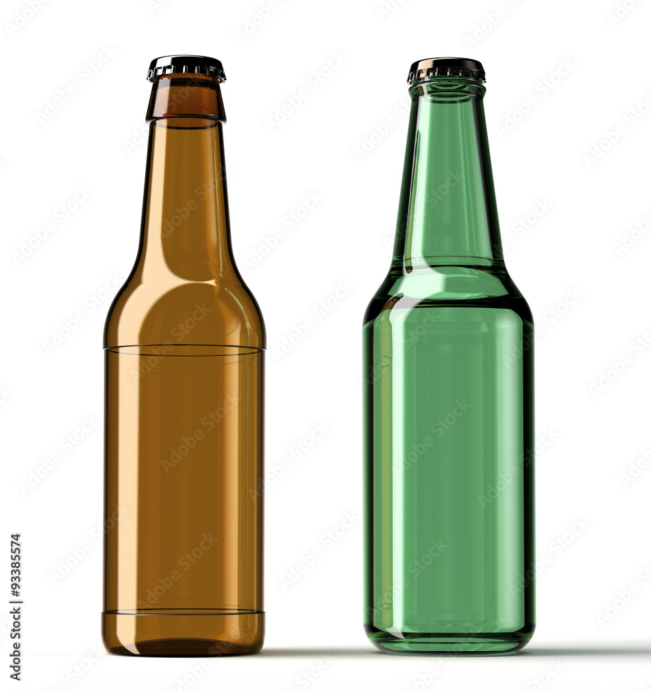 two beer bottles isolated on white background two beer bottles isolated on white background