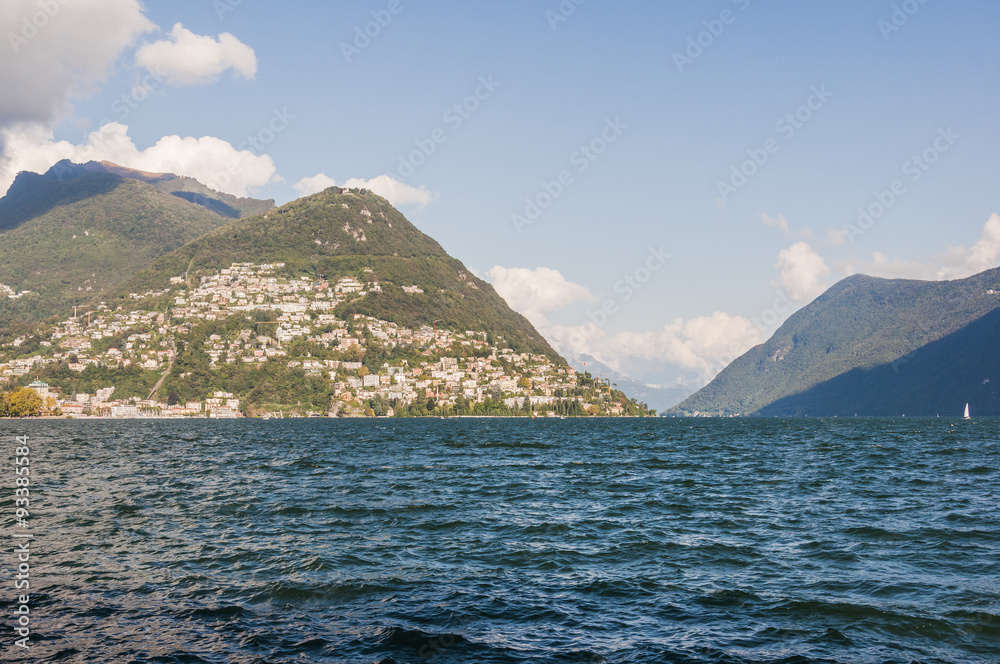 Lugano, Stadt, Ausflugsberg, Monte Brè, Lago di Lugano, Luganersee, Schifffahrt, Seerundfahrt, Seeufer, Tessin, Schweiz