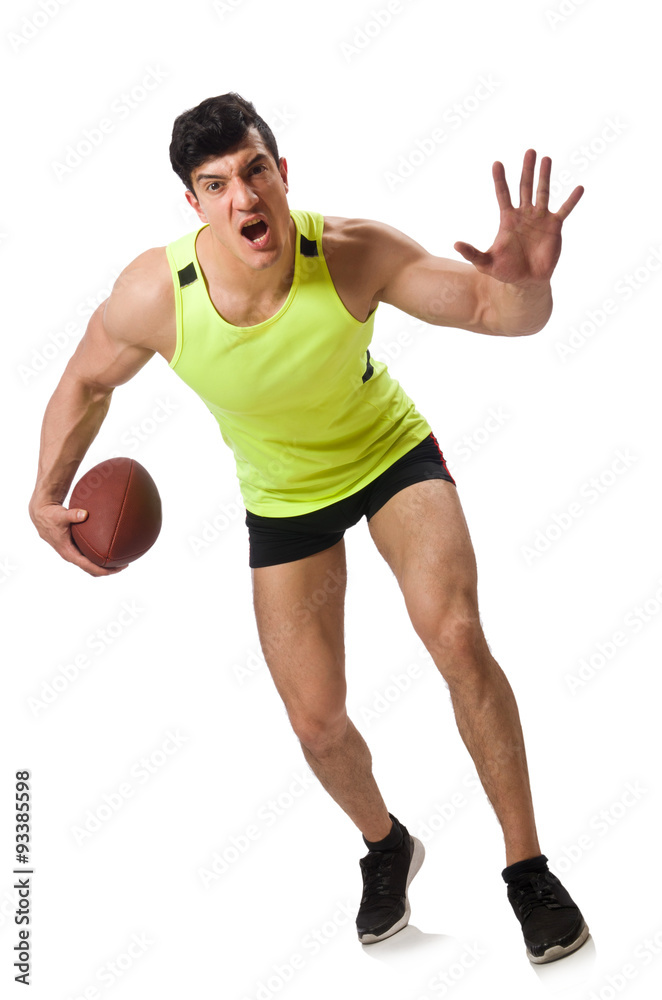 Man playing american football isolated on white Man playing american football isolated on white