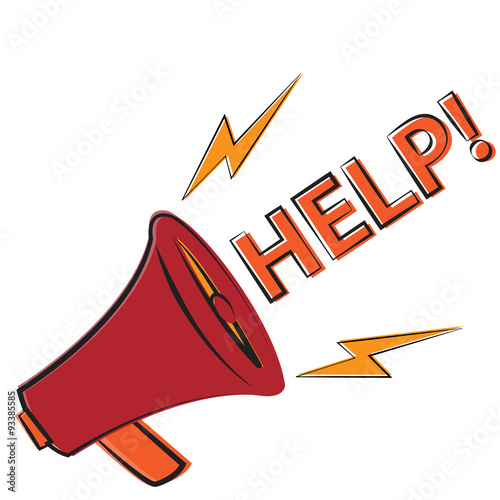 megaphone. vector illustration of speaker with help message