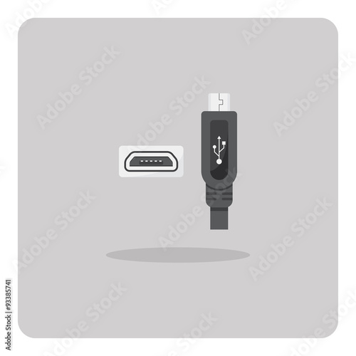 Vector of flat icon, Micro USB connector on isolated background
