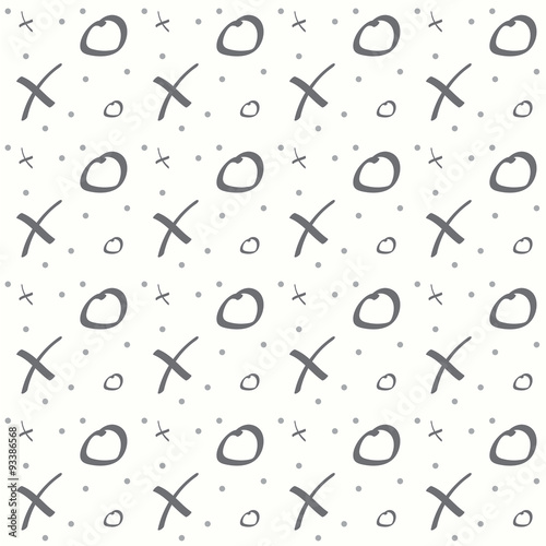 Vector seamless pattern.  Repeating crosses and circles simple 