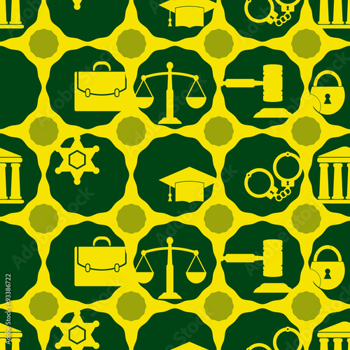 Seamless background with symbols of law and courts for your design