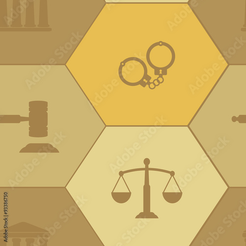 Seamless background with symbols of law and courts for your design