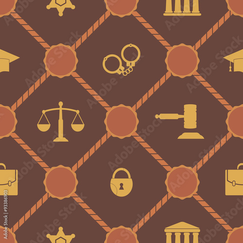 Seamless background with symbols of law and courts for your design