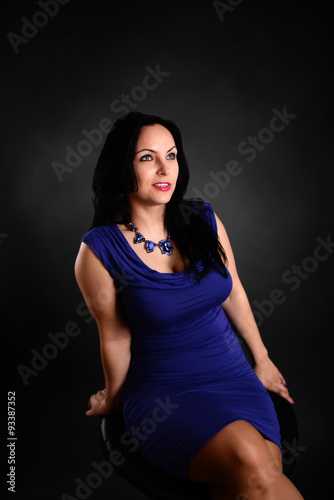 woman in a blue dress
