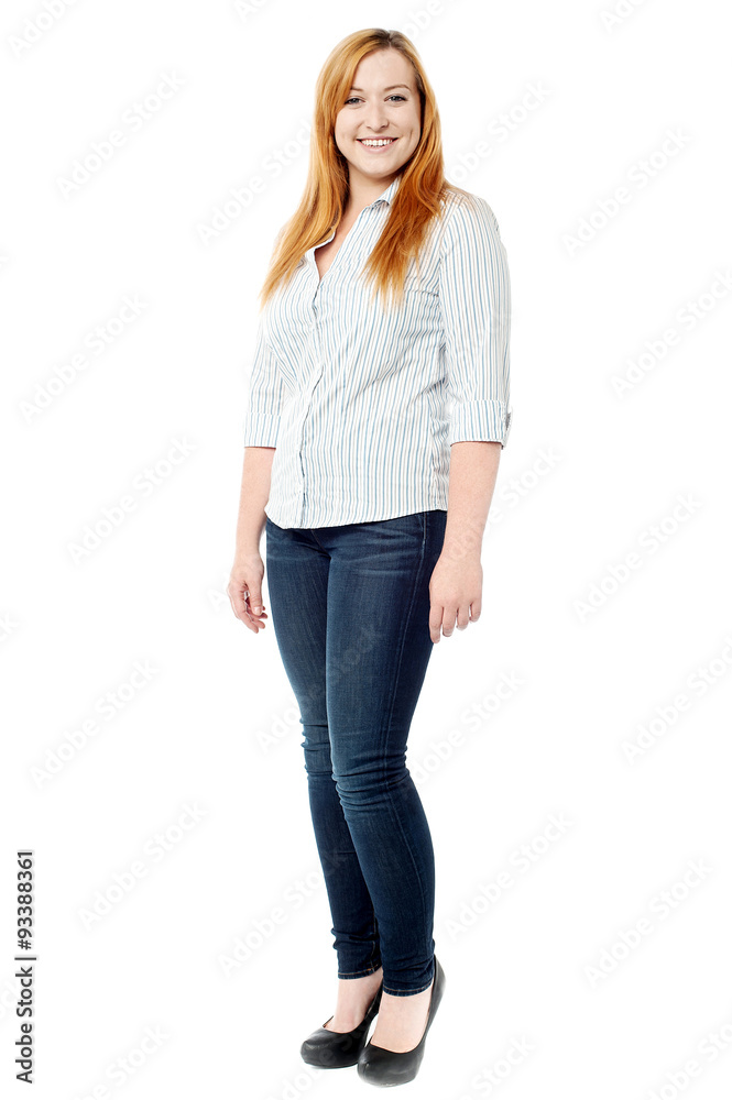 Pretty young woman posing over white Pretty young woman posing over white