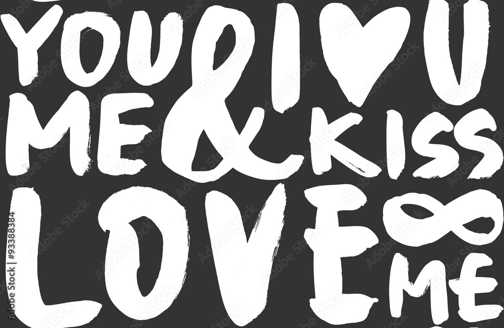 I love seamless pattern. Brush and ink. Calligraphy. Handmade. I love seamless pattern. Brush and ink. Calligraphy. Handmade.