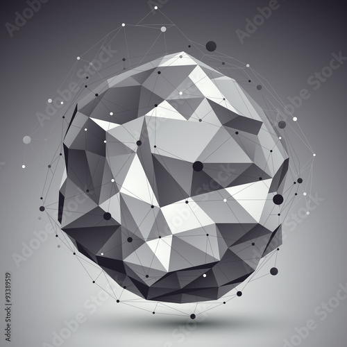 Triangular abstract grayscale 3D illustration, vector digital ep