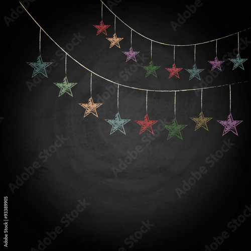 Chalkboard background with drawing bunting stars