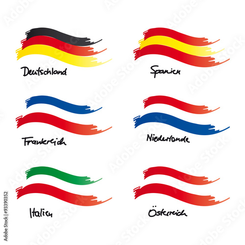 Flaggen von Ländern der europäischen Union, gemeinsames Handeln in Europa, Deutschland, Frankreich, Italien, Spanien, Niederlande, Österreich, EU, Solidarität und Zusammenhalt in der Coronakrise