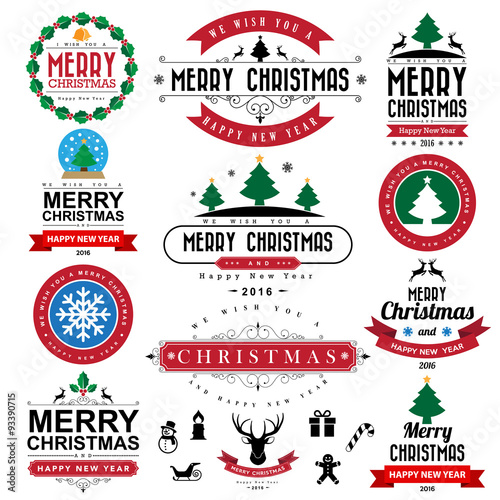 Merry Christmas and Happy New Year typographic background