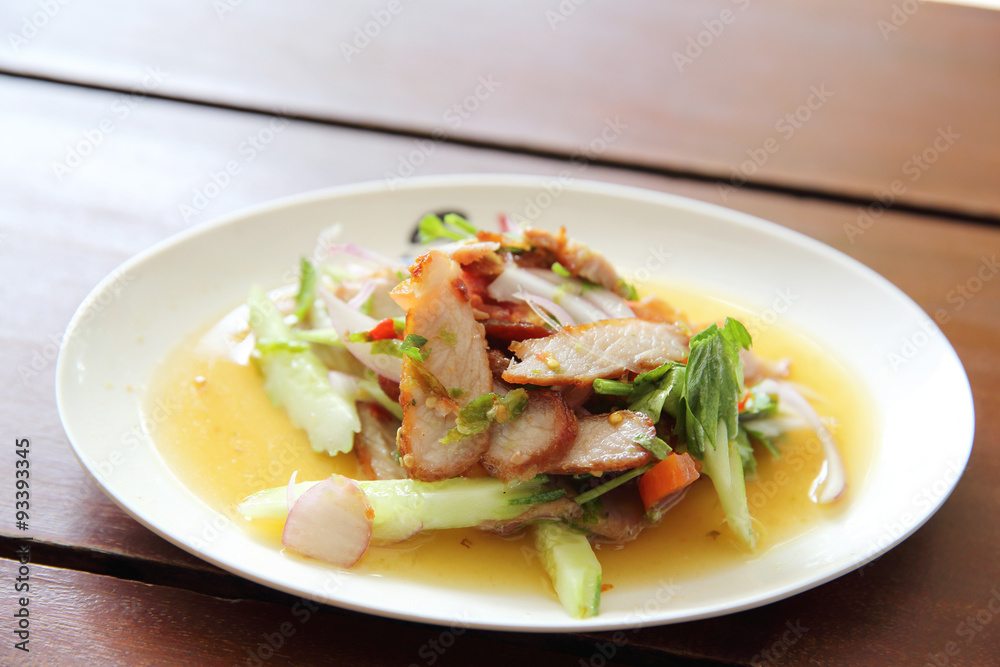 Local Thai food Grilled pork with spicy salad Local Thai food Grilled pork with spicy salad