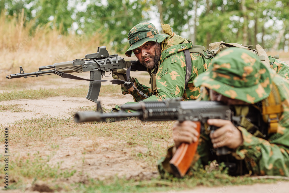 Fototapeta premium russian special squad engaged in the exploration of the area