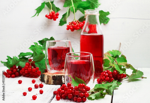 Viburnum (guelder rose) drink in glass