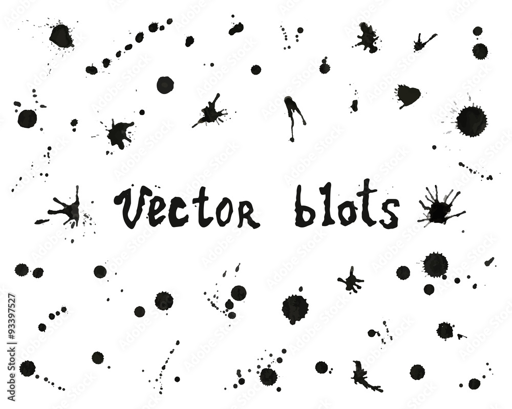 Big set of ink blots isolated on white background. Vector illustration. Big set of ink blots isolated on white background. Vector illustration.