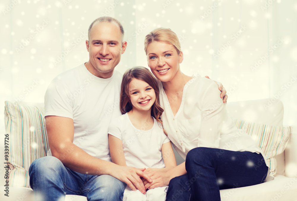 smiling parents and little girl at home smiling parents and little girl at home