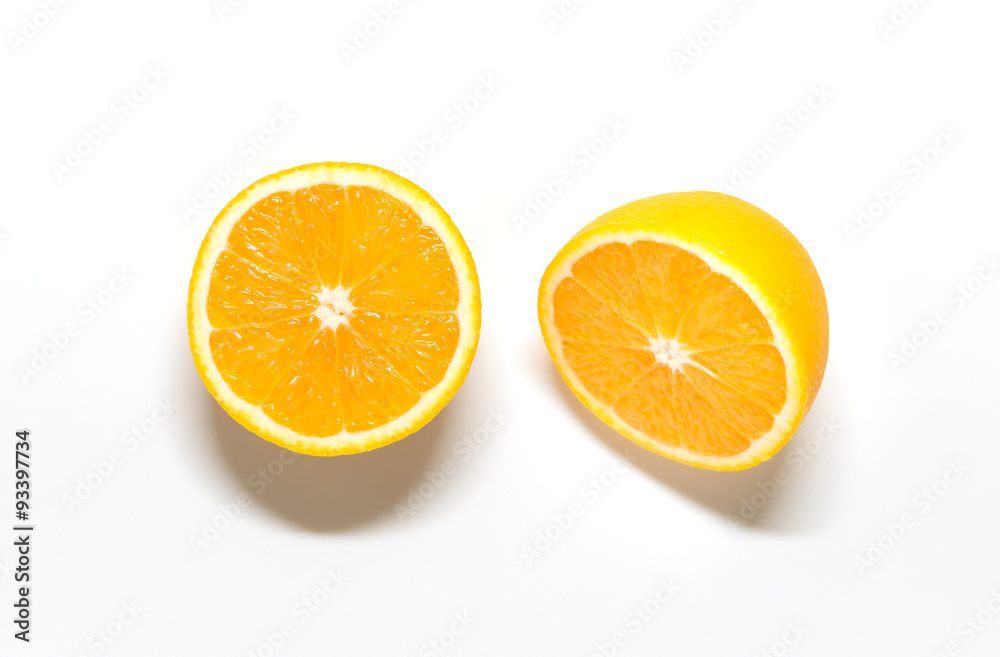 Double Slice of fresh orange isolated on white background Double Slice of fresh orange isolated on white background
