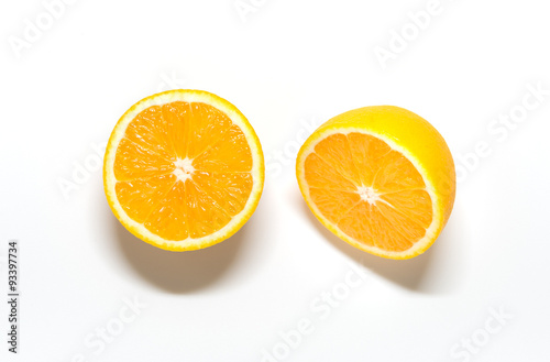 Double Slice of fresh orange isolated on white background