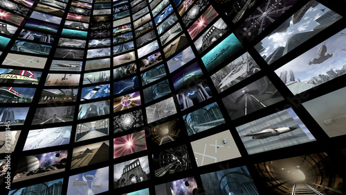 Fotografie Video wall with many screen images