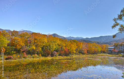 紅葉シーズンの志賀高原　蓮池