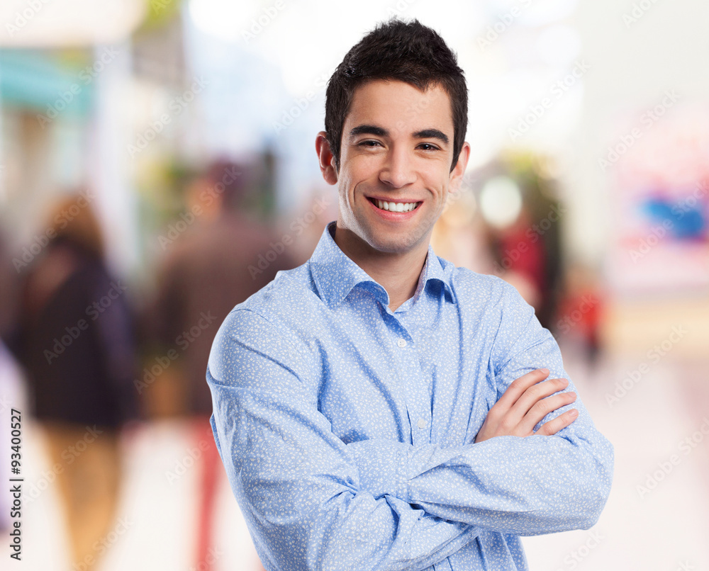 Fototapeta premium cool young-man cross-arms