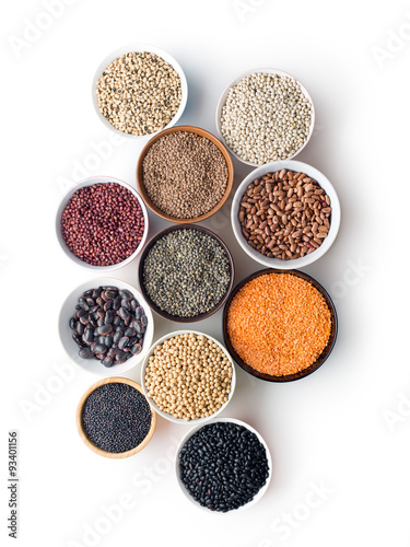 various legumes in bowls