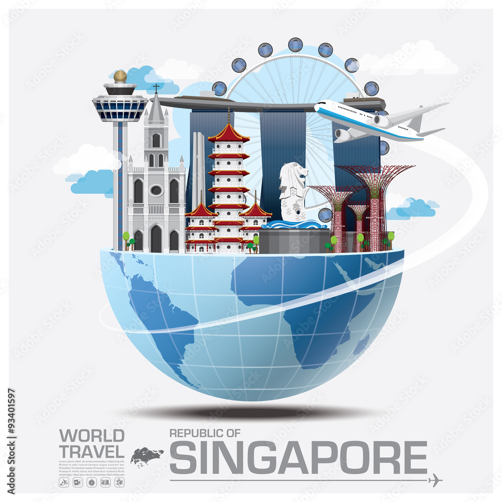 Naklejka premium Singapore Landmark Global Travel And Journey Infographic