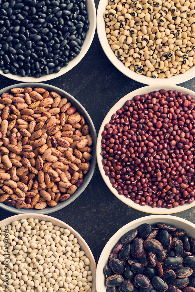 various legumes in bowls various legumes in bowls