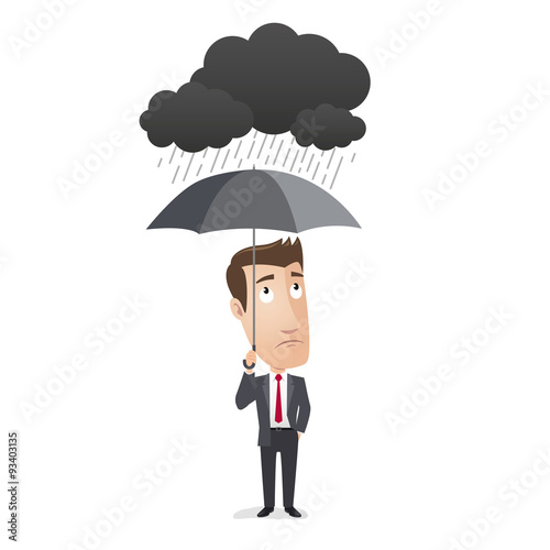 Business character - Umbrella, black clouds