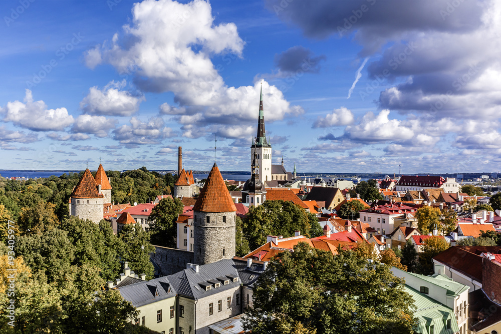 Panoramic view of Tallinn old town. Estonia, Europe.