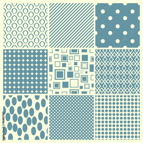 Set of abstract geometric vector seamless patterns. Simple background. Illustration for web design, prints etc.