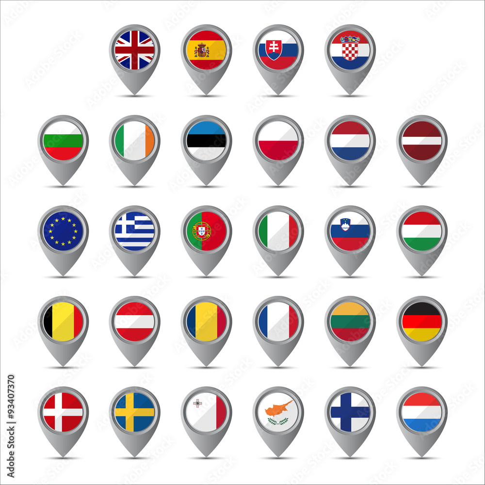 3D pointer with the flags of European Union isolated on white background 3D pointer with the flags of European Union isolated on white background