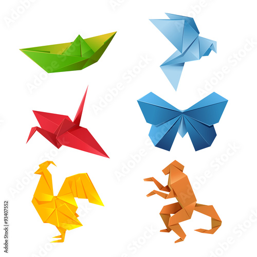 Set of origami animals