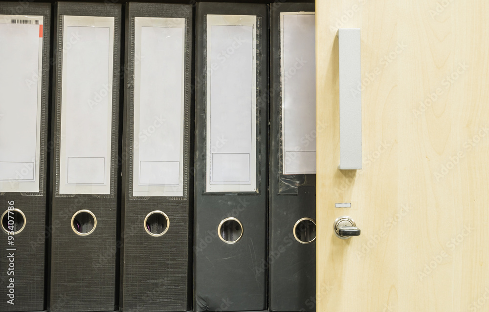 Closeup group of document file in file cabinet background Closeup group of document file in file cabinet background